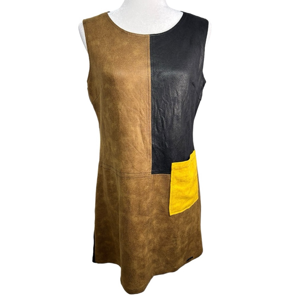 My Collection - Black &‎ Brown Faux Suede Shift Dress - Women's Size Medium